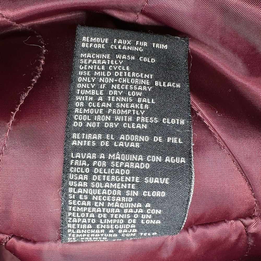 1 Madison Expedition Faux Fur Hooded Parka Coat Burgundy Women's Size L - Picture 13 of 15